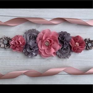 Dusty Pink and Gray Maternity Sash Girl